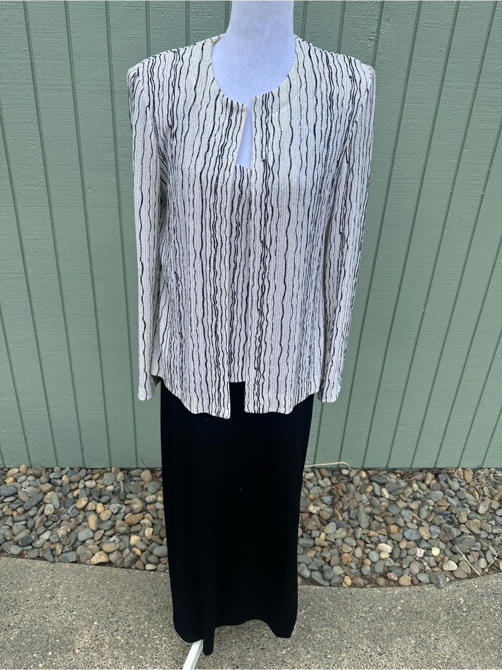 Alex Evenings White and Silver Petite Evening Skirt